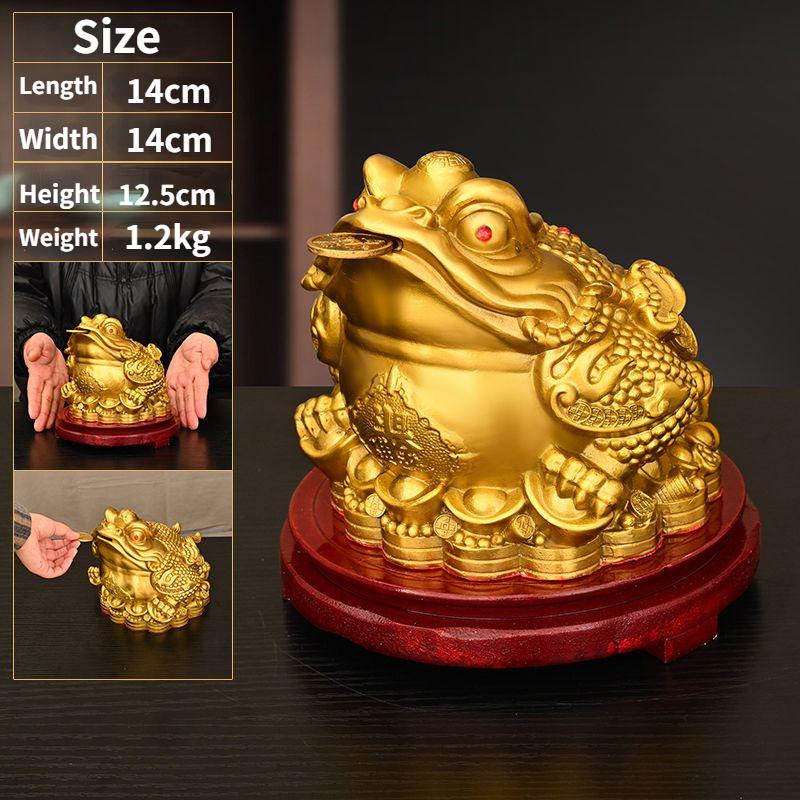 Fengshui Zhaocai Ozdoby Złotej Ropuchy z Czystej Miedzi Przyciągają Bogactwo Skarbiec Złota Ropucha Salon Sklep Prezent na Otwarcie
