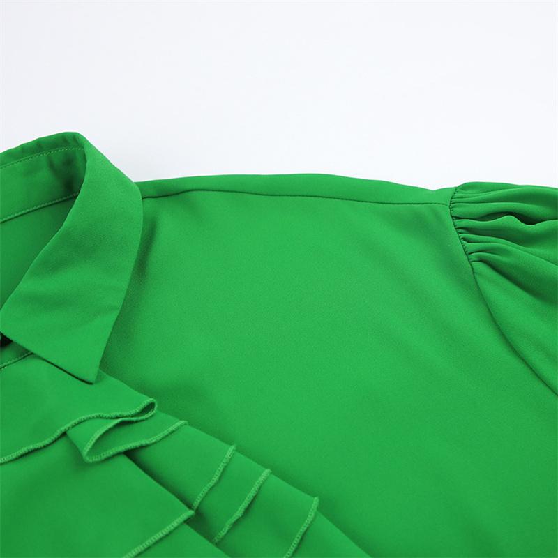 Blusas Mujer De Moda 2022 Summer rufflesTop Female Women Shirts Women's Green Shirt Blouses Tops Long Sleeve Chic Woman Blouse
