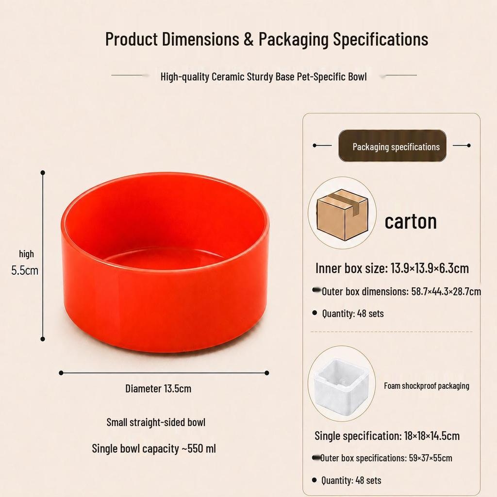 Non-Tip Ceramic Cat & Dog Bowl Set - Easy To Clean, Two-in-One Design