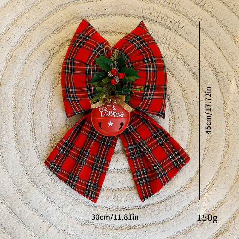 Large Red Velvet Christmas Bow Ornament for Tree or Window Display