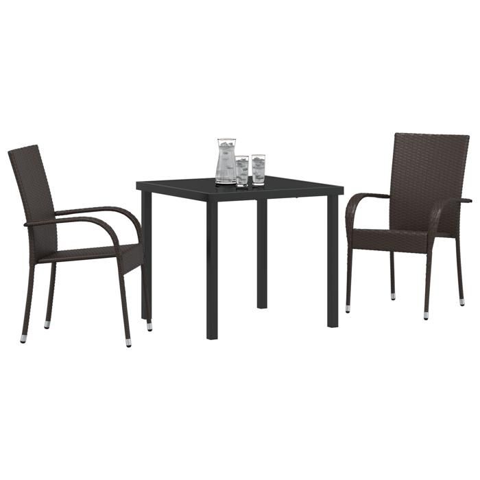 VidaXL Ensemble de salle à manger de jardin 3 pièces Marron Rattan Poly 3379394