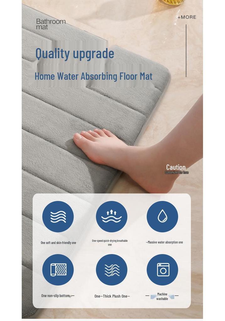 Thick Memory Foam Absorbent Non-Slip Doormat for Kitchen & Bathroom