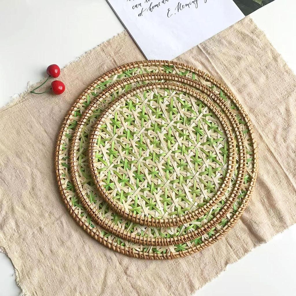 Ethnic Bamboo Weaving Handmade Coaster Set - Heat Resistant Round Placemats for Kitchen & Restaurant