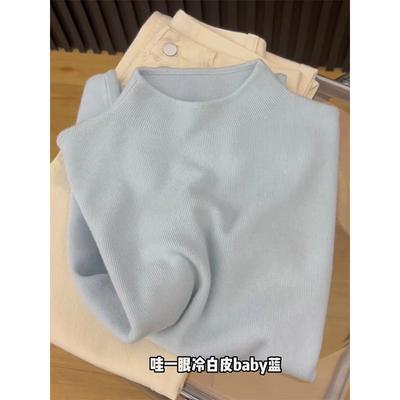 Small Stand-up Collar Soft Waxy Inner Top Women's Spring Temperament Versatile Knitted Sweater Basic Bottoming Shirt