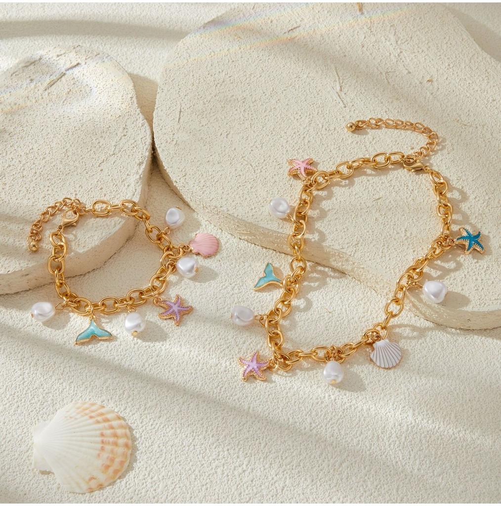 Fresh And Sweet Oceanic Starfish Necklace With Stunning Dolphin Pendant For Vibes Summer