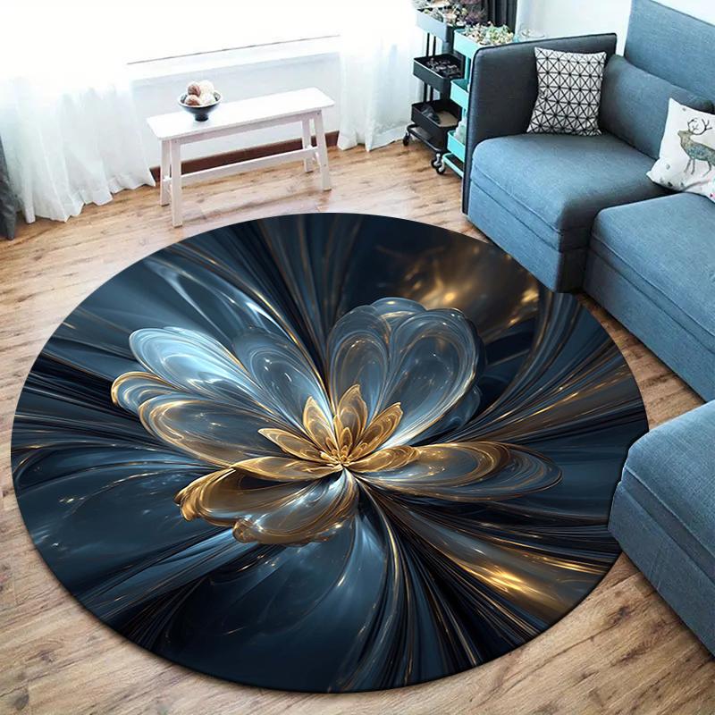 Beautiful flowers Round Area Rug,Carpet Rug for Living Room Bedroom Sofa Playroom Decor,Non-slip Floor Mat