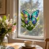 Adesivo per Finestra Design Fiore Farfalla, Aderenza Senza Colla Impermeabile Decalcomania da Parete per Soggiorno Camera da Letto Ingresso Decorazione Casa