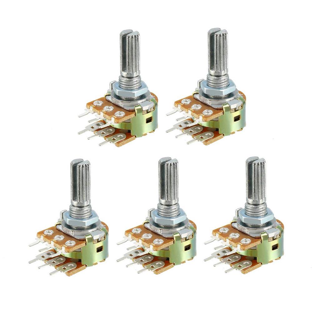5PCS  20MM 6Pin Taper Rotary Potentiometer Carbon Film Resistors WH148 1K/2K/5K/10K/20K/50K/100K/250K/500K/1M Ohm Potentiometers