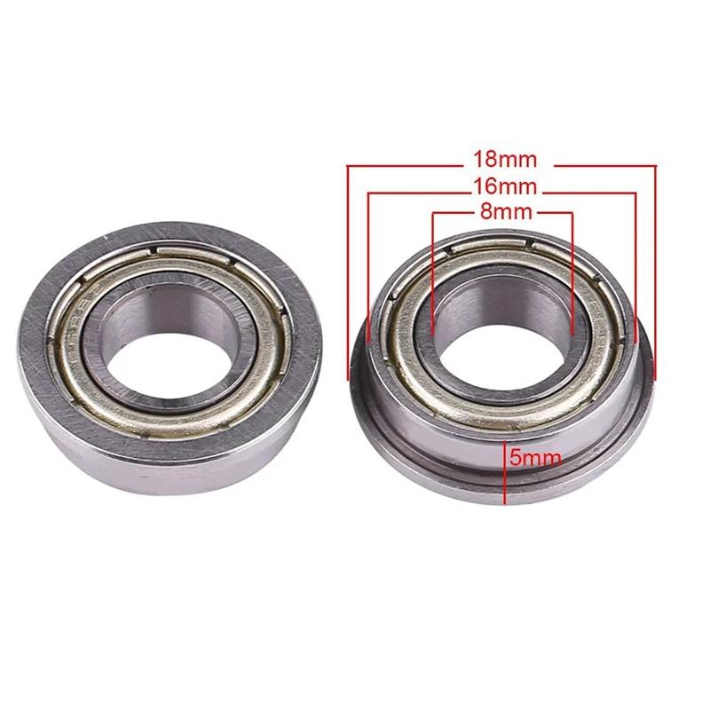 10 Adet F688ZZ Flanşlı Radyal Bilyalı Rulman Metal Çelik Çift Korumalı Flanşlı Bilyalı Rulman, Motor İçin 8 X 16 X 5Mm
