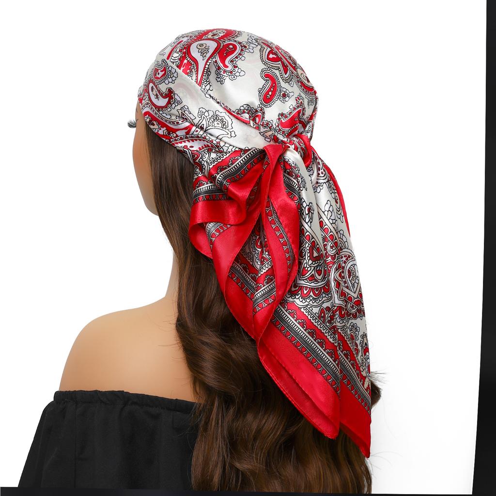 Silk Scarves Women Luxury Brand Summer Fashion Designer Head/Hair Scarf 90*90cm Hijab Bandana Cheveux Foulard Femme 90X90CM