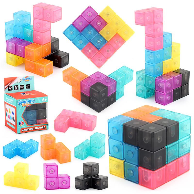 Science And Education Toys 6Cm Magnetic Building Block Rubik'S Cube Tetris Luban Rubik'S Cube Third-Order Diy Rubik'S Cube
