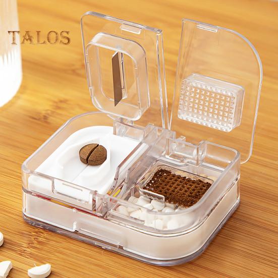 3-in-1-Pillenteiler, Aufbewahrungsbox für Tabletten, feuchtigkeitsbeständig, tragbare Größe, transparent, multifunktionale Pillentragetasche