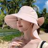 Spring and Summer Big Eaves Shawl Neck Protector Bucket Hat Outdoor Sun Protection Sun Hat Fashion with Ponytail Hole Hat Women