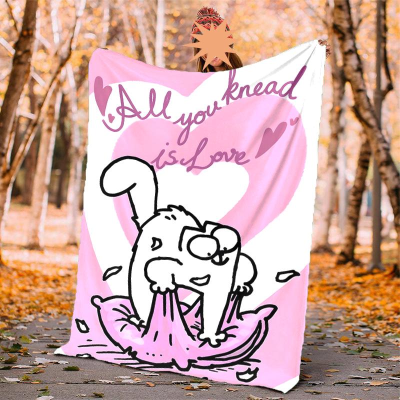 Simon'S Cat Flannel Blanket Soft Warm All-Season Throw, Design for Camping, Car Travel, Hiking Sofa, Bed, Office Perfect Gift for Parties