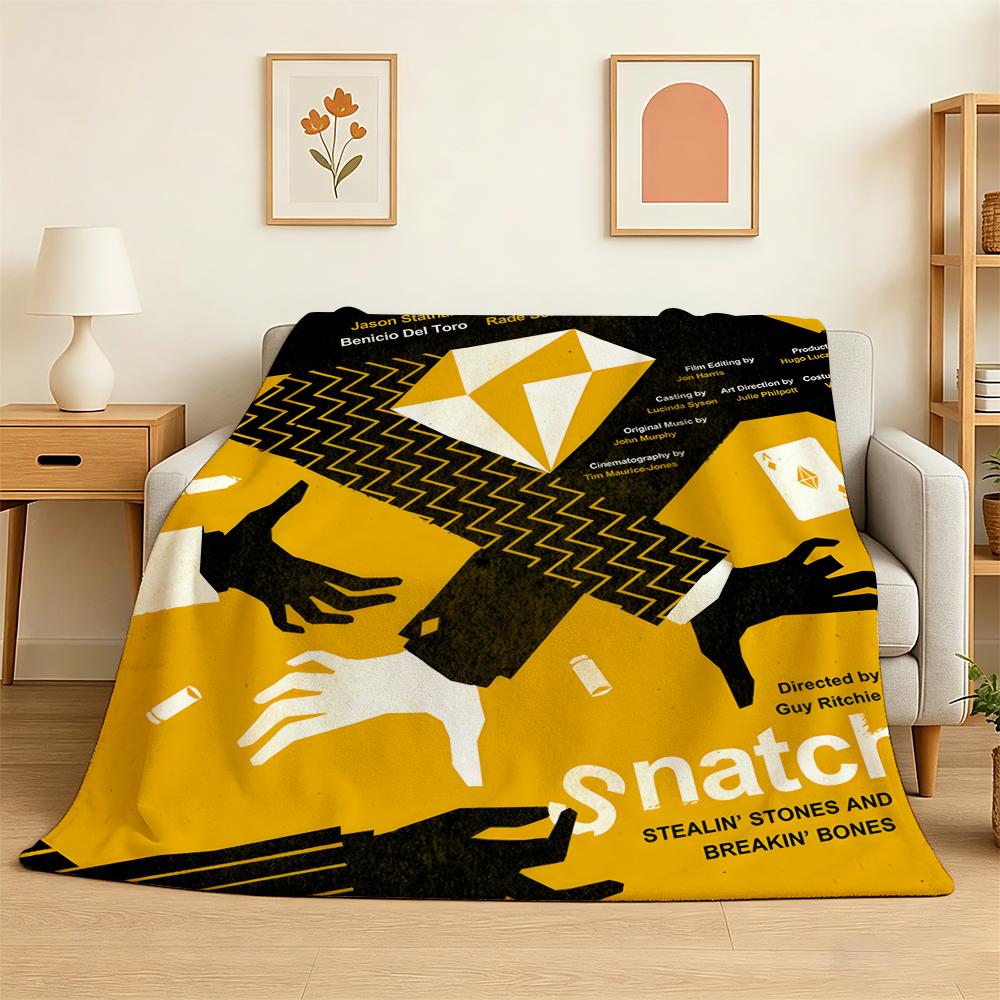 Classic Crime Comedy Movie Snatch Throw 240g Flannel Blanket Lightweight Soft Skin-friendly Summer Thin Throw Blanket 75X95CM