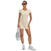 Damen-Jumpsuit mit überkreuztem Rücken und verstellbaren Trägern: Rundhalsausschnitt, Enganliegend, Po-Hebende Shorts, Yoga-Bodysuit (Modell 2701)