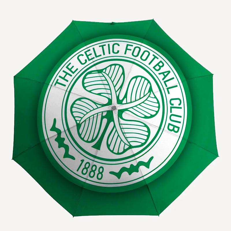 Celtic Football Club, Shamrock Automatisches Öffnen und Schließen, 8-Rippen-Struktur Tragbarer Regenschirm, Geeignet für Männer und Frauen bei allen Wetterbedingungen