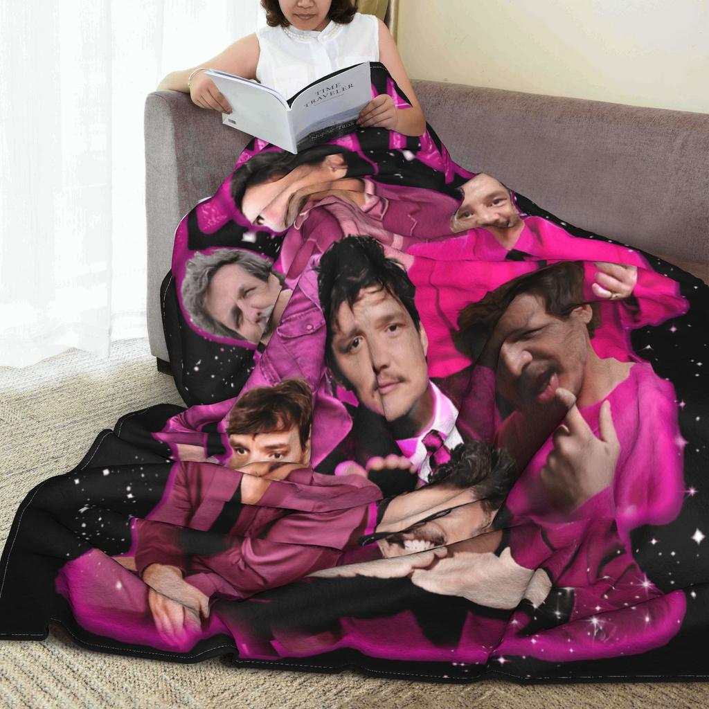 Pedro Pascal Knuffel Deken Jongen Meisje in Roze Flanellen Plaid Voor Woonkamer Super Zacht Aangepaste Kwaliteit Dekbed Cadeau Idee