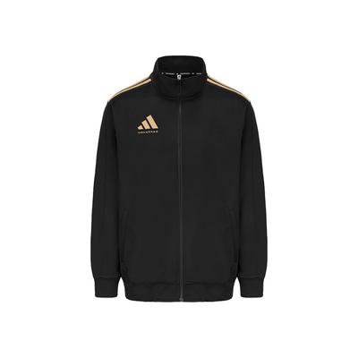 adidas Vintage Sports Solid Color Stand Collar Casual Logo Jacket Unisex Jacket Black Gold TR90JT-BG