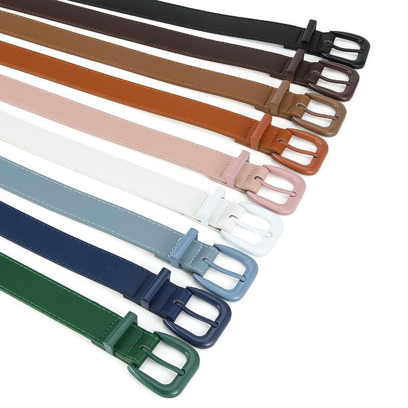 Macaron Plain Bag Pin Buckle Belt Women'S High-End Dress Decorative Pu Belt