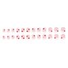 24 Pcs Valentines Day Press On Nail White French Tip False Nail Heart Acrylic Nail Short Square Stick on Nail