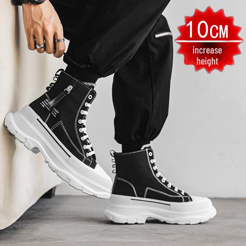 Unsichtbare, höhenverstärkende Herren-Sneaker: 12 cm High-Top, 10 cm lässiges Canvas, trendige Schuhe mit dicker Sohle, COS.