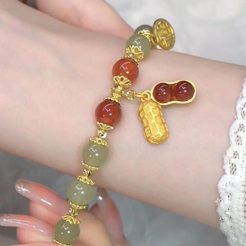Good thing peanut imitation jade peanut bracelet girls isn't niche design 2025 new jewelry