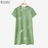 ZANZEA Women Summer Round Neck Casual Short Sleeve Print Blouse