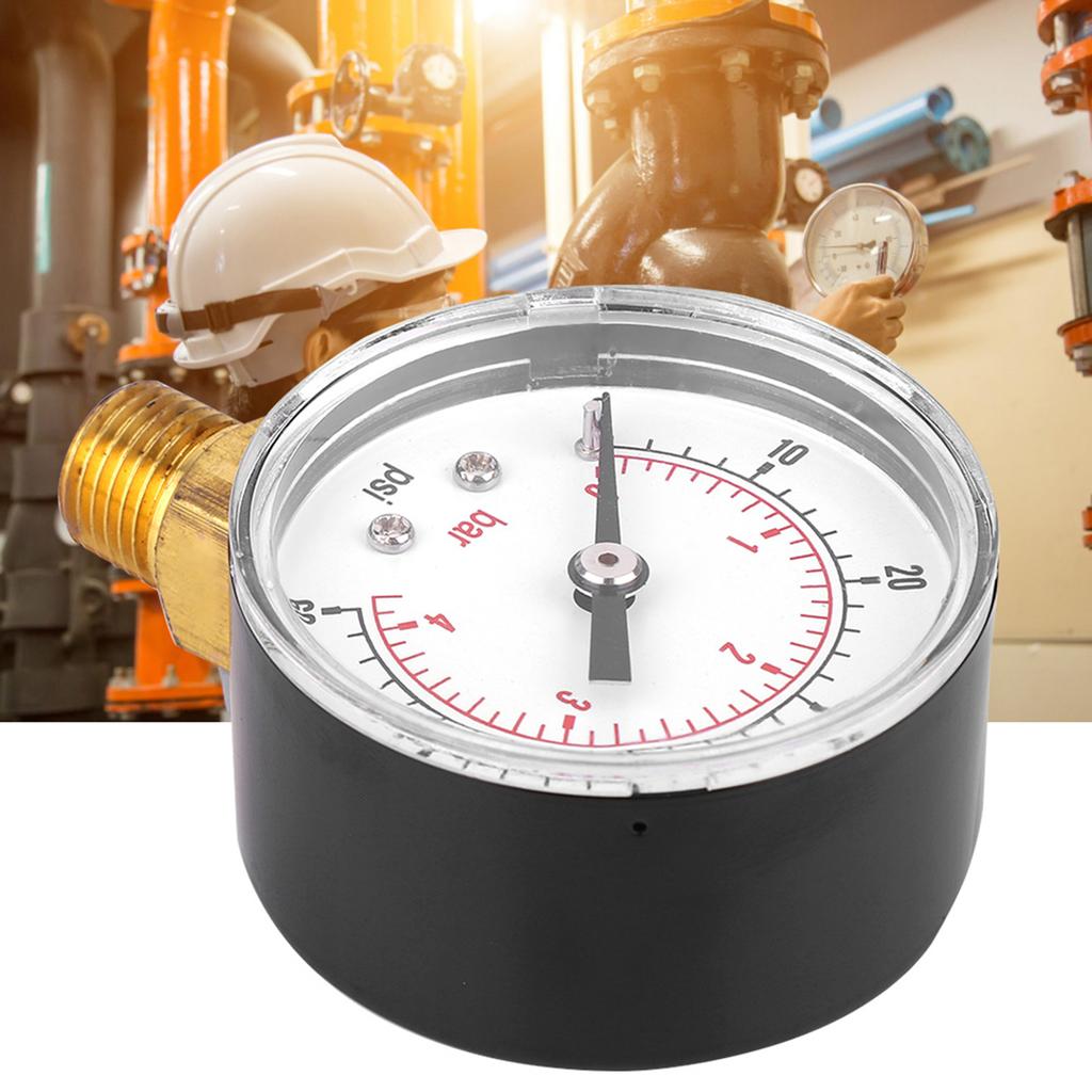 Pressure Gauge 50mm 1Celsius4 BSPT Brass Thread for Fuel   Oil Gas Water (0-15PSI 0-1Bar)