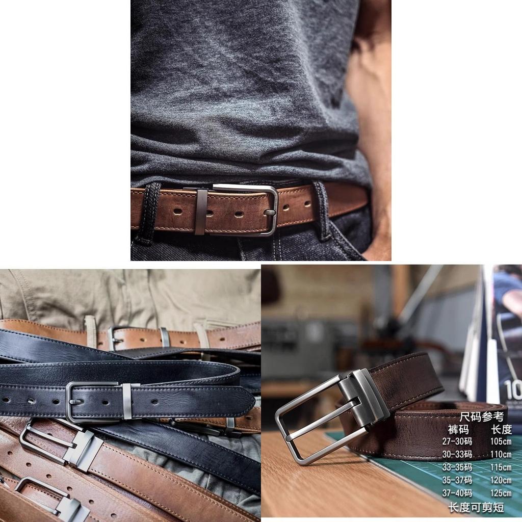 Genuine Leather Belt For Men With Vintage Style And Metal Pin Buckle For Casual And Workwear