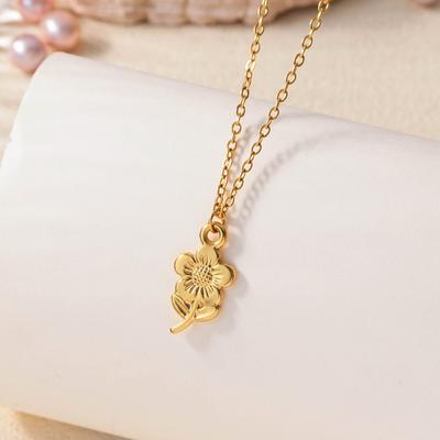 New Exquisite Flower Titanium Steel Necklace Female Non-fading Vacuum Plating K Stainless Steel Clavicle Chain