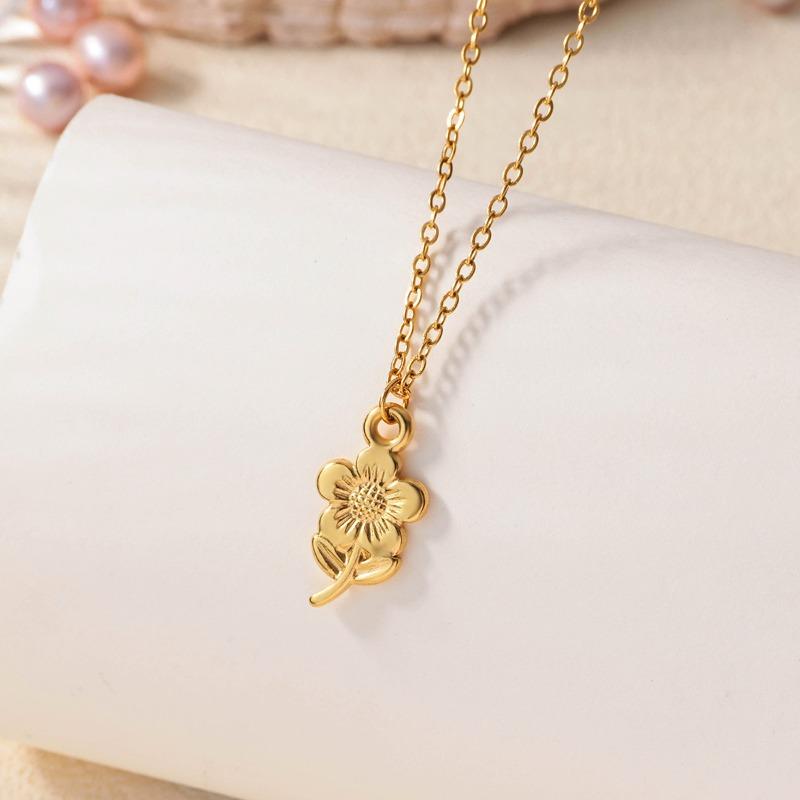 Neue exquisite Blume Titanstahl Halskette Damen nicht verblassende Vakuumbeschichtung k Edelstahl Schlüsselbeinkette