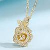 Charm Female White Zircon Stone Flower Pendant Necklace Vintage Gold Color Wedding Jewelry For Women