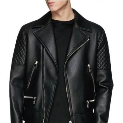 Modische Schwarze Stilvolle Handgefertigte Motorrad Echt Biker Herren Lederjacke