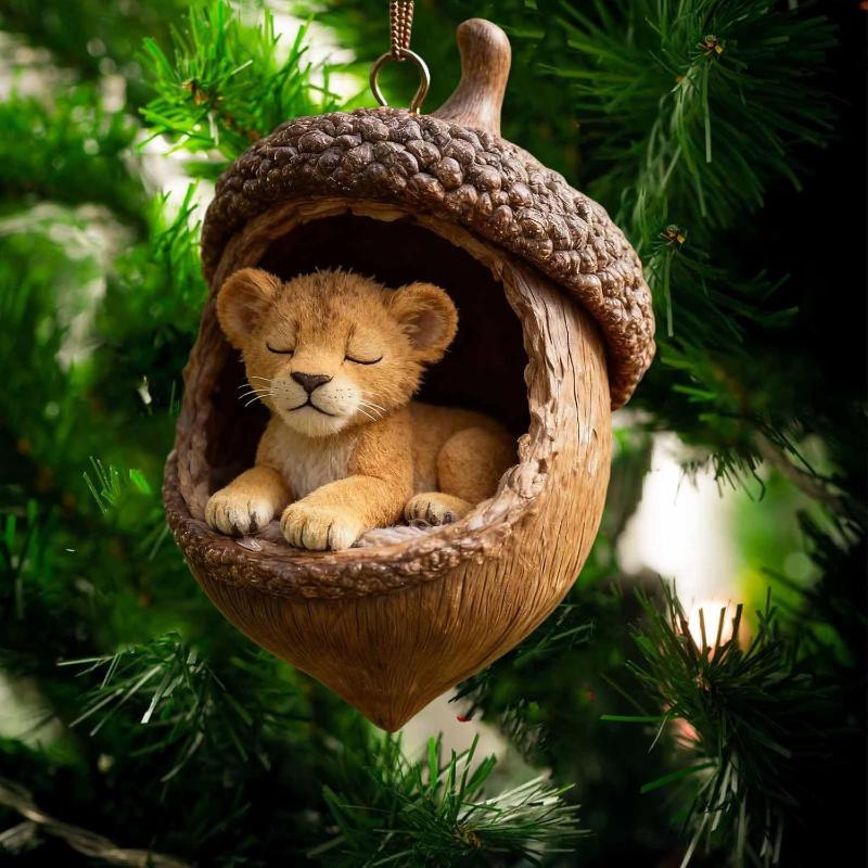 Animal Christmas Ornaments 2D Flat Acrylic Seasonal Decoration Hangable Holiday Decorations For Xmas Tree Hanging Pendant Decor
