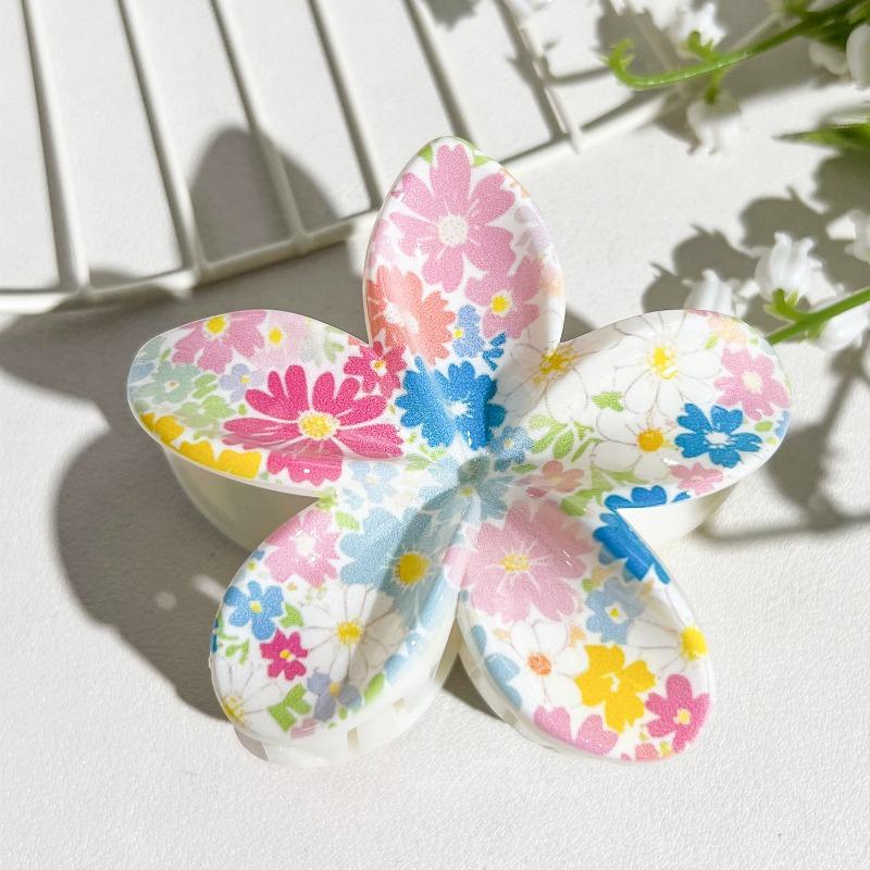 

Принтованные заколки, Заколки для волос «Яичный цветок», Свежие и легкие, Заколки-акулы для пучка на затылке ABS