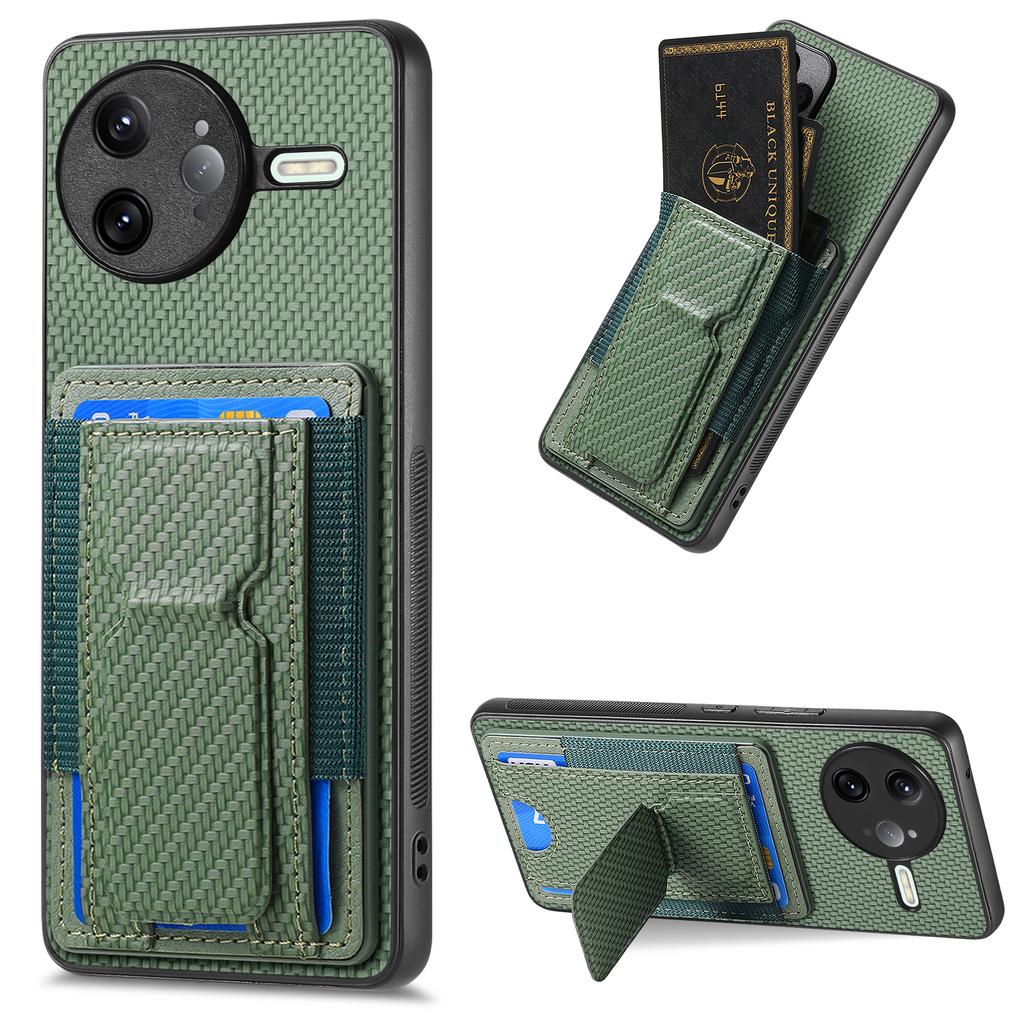 For Xiaomi Poco F7 Ultra 5G/Xiaomi Redmi K80 Pro 5G Case with Card Holder Kickstand Fiber Pattern Leather Back Cover