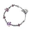 Elegant Pink Crystal Zircon Sakura Flower Bracelet Adornment for Women and Girls Cherry Blossom Jewelry Gift
