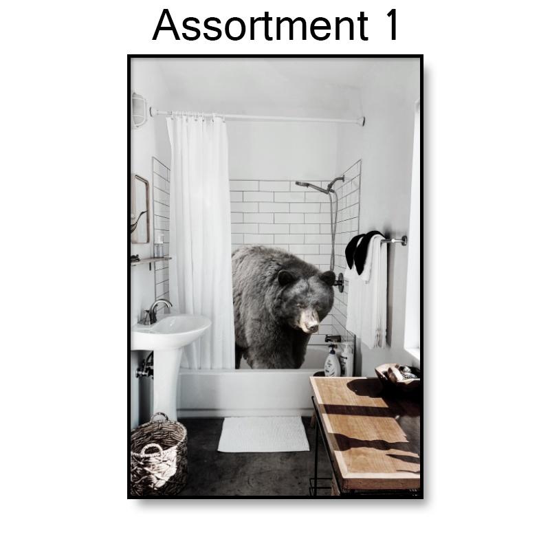 

Картина на холсте Детская комната Детеныш животного в ванной постер Панда жираф медведь спальня гостиная настенное искусство домашний декор 21*30cm No Frame