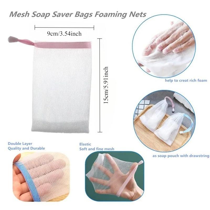 Soap Foaming Net Bag Hangable Mesh Glove for Shower, Bathroom, Facial & Body Cleansing Bubble Maker for Effective Cleaning