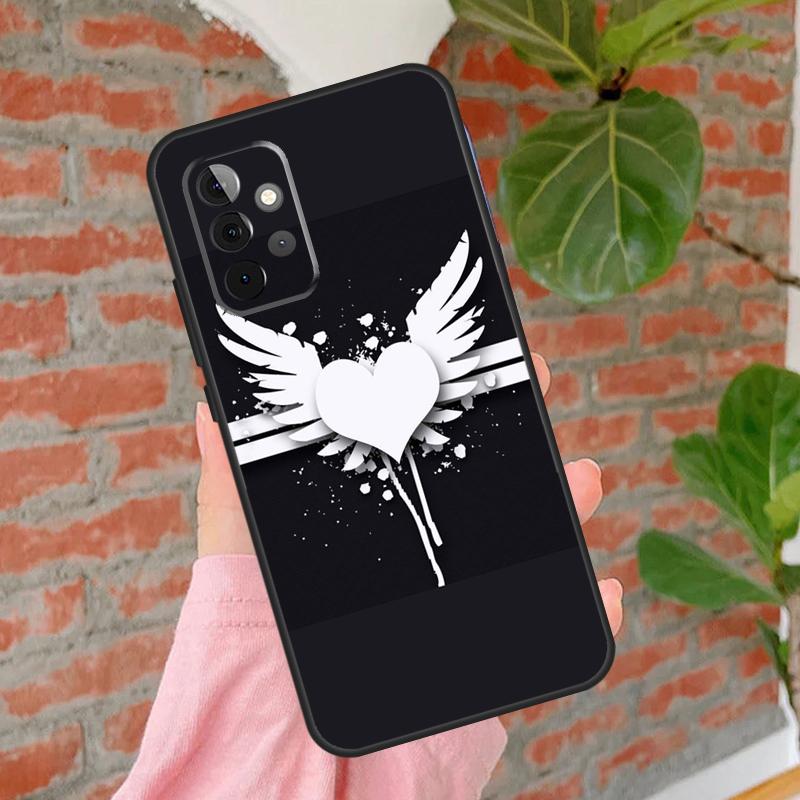 Angel Wings Heart Phone Case For Samsung Galaxy A54 A34 A14 A55 A35 A25 A15 A52 A32 A12 A51 A71 A13 A33 A53