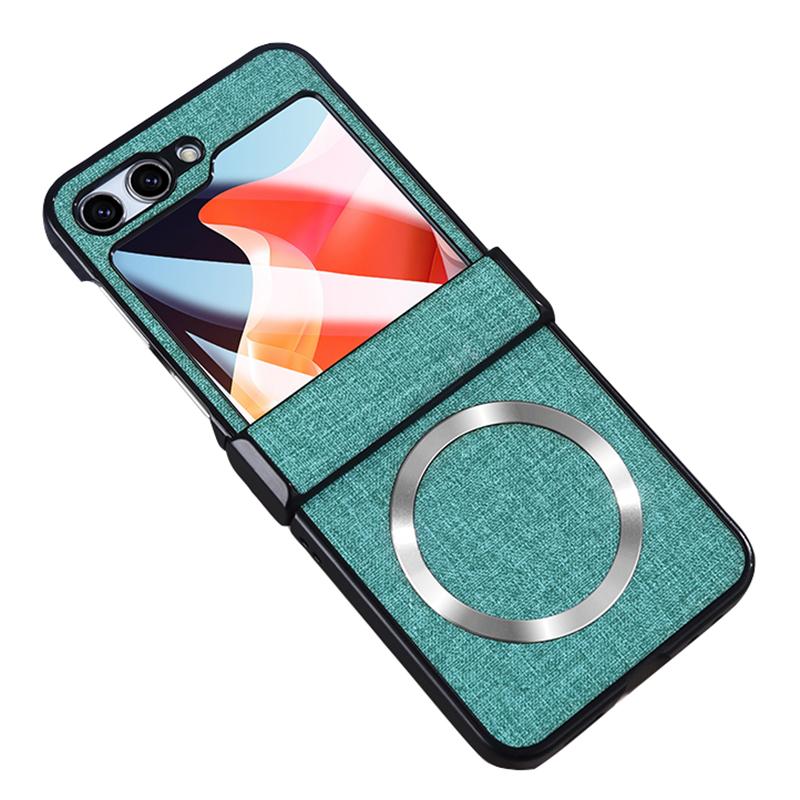 For Samsung Galaxy Z Flip6 5G Case Leather+PC Phone Cover with Rear Screen Film and Hinge