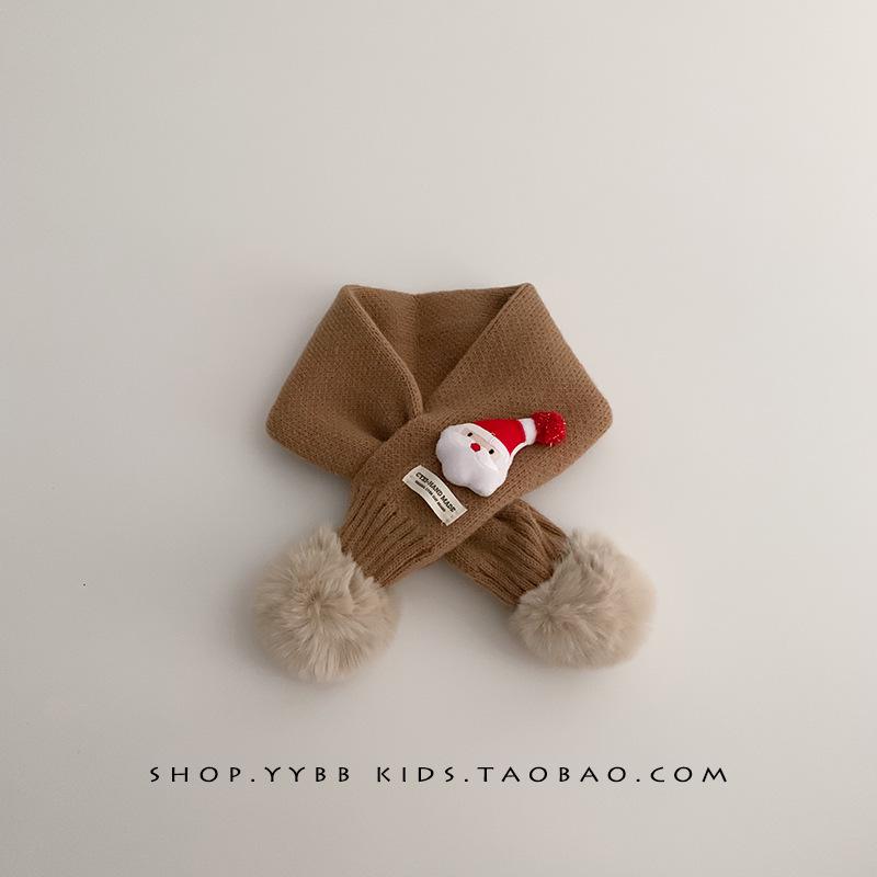 Korean Style Red Knit Scarf for Kids - Christmas 2024 Warm Crossed Neck Warmer