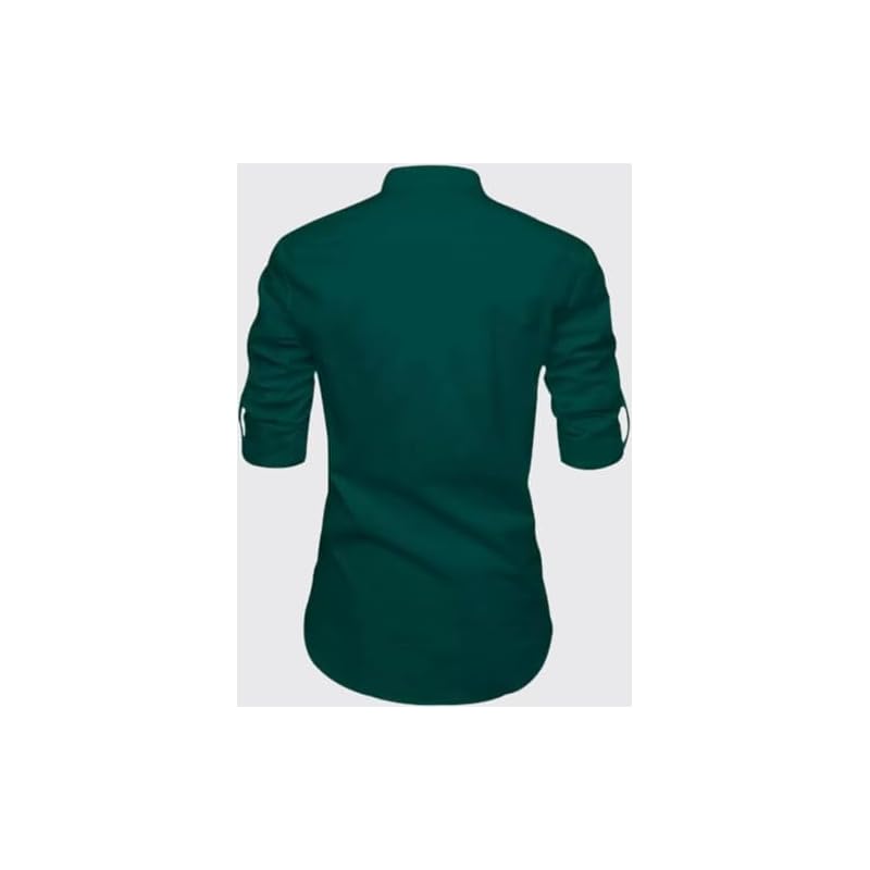 Deemoon Men' Full Sleeve Short Kurta Shirt With A Trendy Mandarin Collar Crafted From A Premium Cotton Blend For Comfor