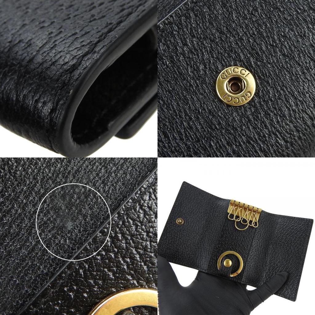Used GUCCI Key holder 435305 GG Marmont leather black black six hooks