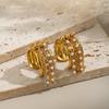 Fashion Stainless Steel Tassel Ring Beaded Chain Three-Layer Gold Color Plated Ring Open Finger Ring Jewelry Accessories