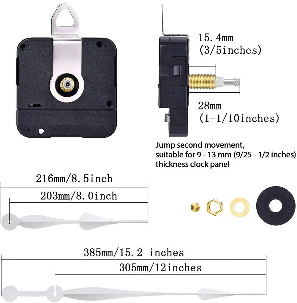 High Torque Quartz Wall Clock Movement Silent DIY Clock Mechanism 30cm Long Metal Clock Needle Large Torque Movement Parts