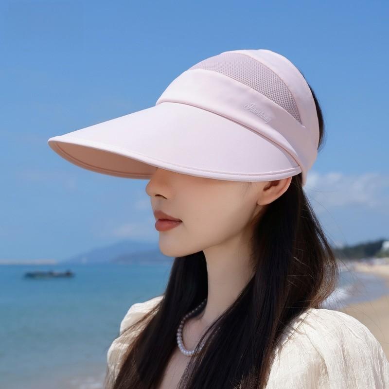 Summer Lightweight Wide Brim Sun Hat Polyester Fabric Women Sunshade Uv Defense