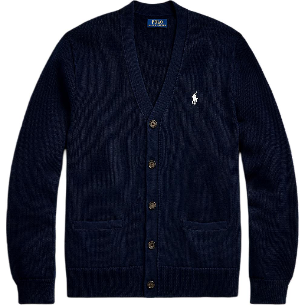 Polo Ralph Lauren Logo Embroidered V-Neck Single-Breasted Long Sleeve Knit Sweater Men Sweater Blue MNPOSWE16822195-999