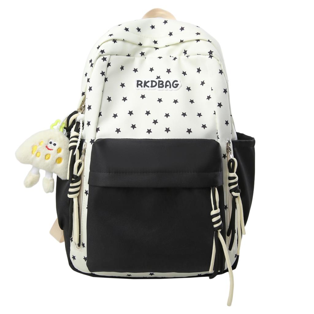 Color Contrast Backpack Women's Star Backpack Student Schoolbag